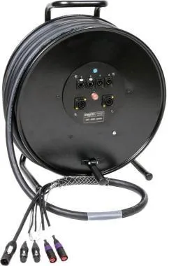Klotz CAT5e és DMX és táp 3G2.5 hibrid kábeldob 2 x etherCON + 2 x XLR 5p + powerCON TRUE1 - 2,4m