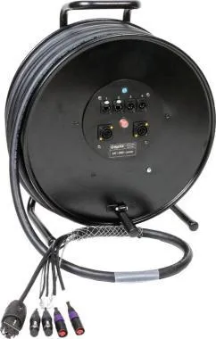 Klotz hibrid kábeldob 2 x etherCON + 2 x XLR 5p + Schuko => powerCON TRUE1 - 2,4m