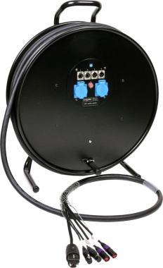 Klotz hybridní kabel CAT5e a DMX, 2 x etherCON, 2 x XLR 5p, Schuko - 2,5m