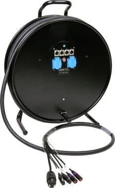 Klotz CAT5e és DMX és táp 3G2.5 hibrid kábeldob 2 x etherCON + 2 x XLR 5p + Schuko - 2,5m