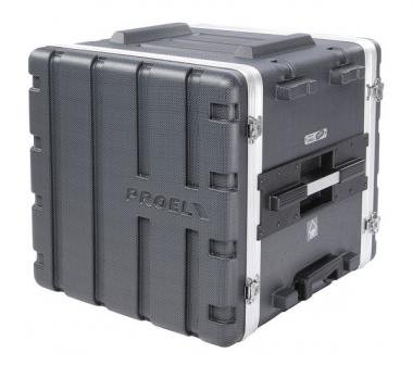 PROEL 19 rack 10U, ABS, s kolečky, černý, s výsuvnou rukojetí