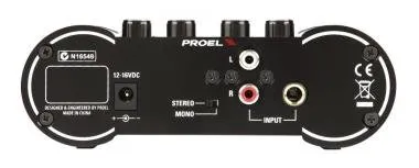 PROEL HPAMP104 Fejhallgató erősítő-osztó, 4 csatorna, fekete, fém, 6,3 mm jack/ RCA bemenet, adapter