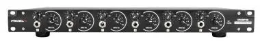PROEL HPAMP106 Fejhallgató erősítő-osztó, 6 csatorna, fekete, fém, 4 db 6,3 mm jack bemenet, rackes
