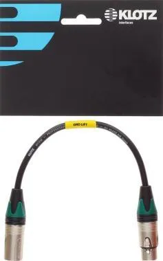 Klotz XLR 3p mama - XLR 3p papa / Neutrik XLR adapter - földfelhúzással - 0,2m