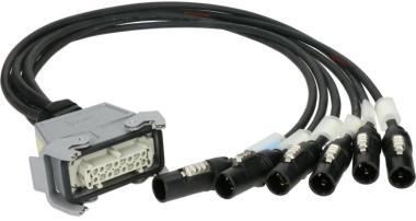 Klotz napájecí rozvodka 6-cs., multicore, ventilátor, Harting HAN 16E, 6 x powerCON TRUE1, 1m