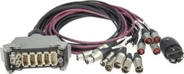 Klotz UMS hibrid bemeneti adapter HAN® mama 4 x etherCON + 4/4 XLR 3p + Schuko papa - 1,2m