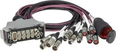 Klotz UMS hibrid kimeneti adapter HAN® papa 4 x etherCON + 4/4 XLR 3p + Schuko mama - 1,2m
