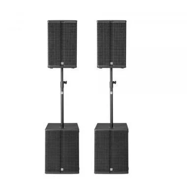 HK Audio LINEAR 3 BASS POWER PACK aktív hangfal szett, 2x L3 115 FA, 2x L Sub 1800 A, 2x K&M M20, védőhuzatok