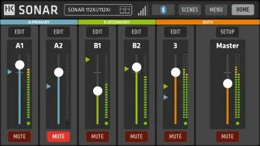 HK Audio SONAR 112 Xi aktív hangfal, 1200W, 12″ + 1″, Class AB+D, 3 preset, DSP, Bluetooth 5.0, TWS, Remote App