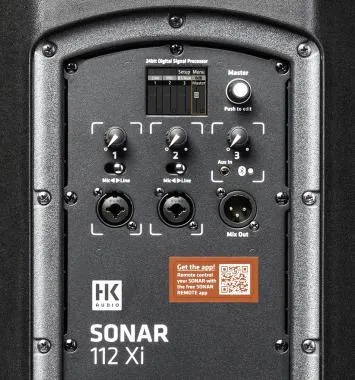HK Audio SONAR 112 Xi aktív hangfal, 1200W, 12″ + 1″, Class AB+D, 3 preset, DSP, Bluetooth 5.0, TWS, Remote App