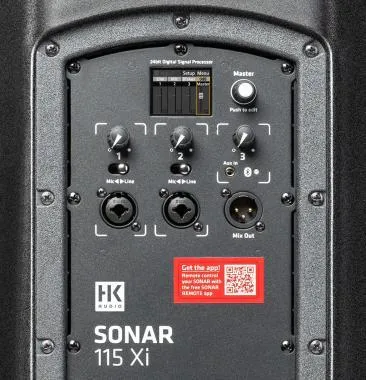 HK Audio SONAR 115 Xi aktív hangfal, 1200W, 15″ + 1″, Class AB+D, 3 preset, DSP, Bluetooth 5.0, TWS, Remote App