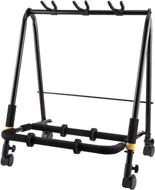 Hercules GS523B PLUS Gitárállvány három gitár részére, kerekekkel