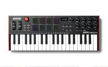 Akai Pro MPK mini plus USB/MIDI vezérlő, 37 billentyű, 8 RGB pad, step sequencer, joystick, sustain