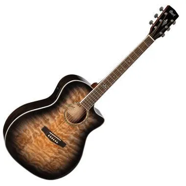 Cort Co-GA-QF-TBB elektro-akusztikus gitár Fishman elektronikával, puhatokkal, fekete burst