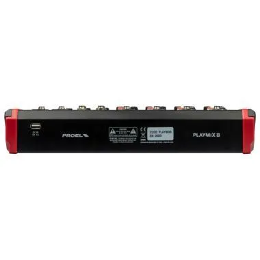 Proel PLAYMIX8 Analóg keverő 8 bemenet, 4 MIC IN, 2 sztereó IN, FX, USB, Bluetooth