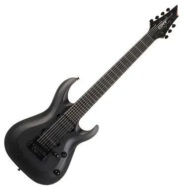 Cort Co-KX707-Evertune-OPBK with bag elektromos gitár tokkal, Evertune, héthúros nyílt pórusú fekete