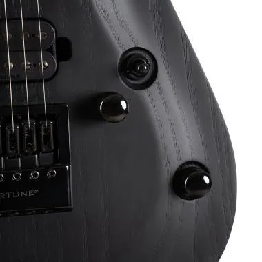 Cort Co-KX707-Evertune-OPBK with bag elektromos gitár tokkal, Evertune, héthúros nyílt pórusú fekete