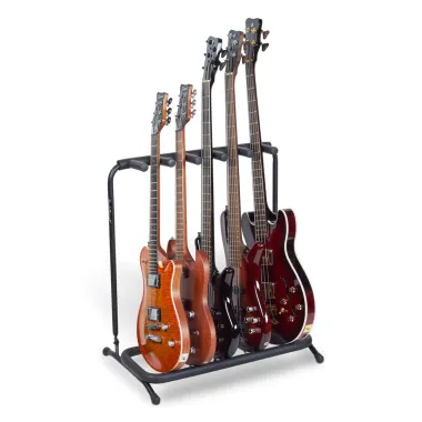RockStand RS 20861 B/1 Többszörös gitártartó állvány, 5 gitárhoz, összecsukható, habpárnázott, fekete