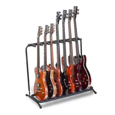 RockStand RS 20862 B/1 Többszörös gitárállvány, 7 férőhelyes, összehajtható, habszivacs párnázás, gumilábak