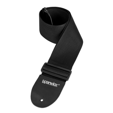 Warwick kytarový popruh nylon, 8 cm široký, nastavitelná délka, kožené konce