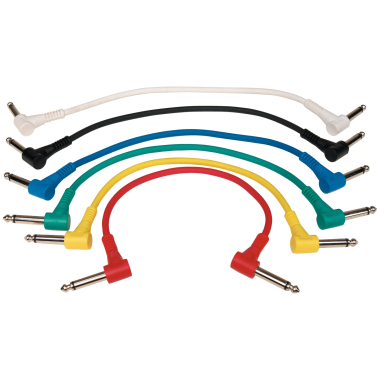 RockCable Patch kabel, úhlové TS konektory, barevné, 6 ks, 15 cm