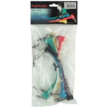 RockCable RCL 30011 D5 Patch kábelkészlet, derékszögű TS csatlakozók, színes, 6 db, 15 cm