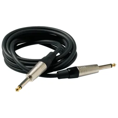 RockCable RCL 30203 D6 Hangszerkábel, egyenes TS 6.3 mm, aranyozott csatlakozó, 3 m, fekete