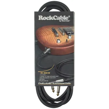 RockCable RCL 30203 D6 Hangszerkábel, egyenes TS 6.3 mm, aranyozott csatlakozó, 3 m, fekete