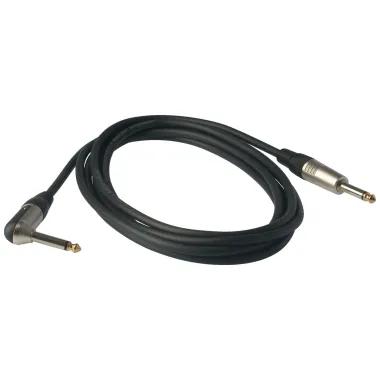 RockCable RCL 30253 D6 Hangszerek kábele, szögletes/egyenes TS, 3m, aranyozott csúcs, fekete