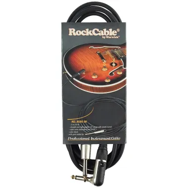 RockCable RCL 30253 D6 Hangszerek kábele, szögletes/egyenes TS, 3m, aranyozott csúcs, fekete
