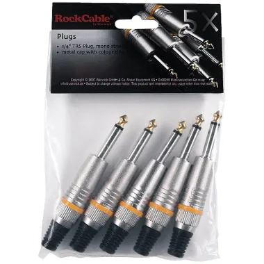 RockCable RCL 10002 M TS dugó, 6.3 mm mono, fém sapka, kábel tehermentesítés
