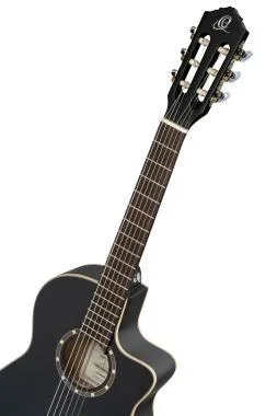 Ortega RCE125SBK-3/4 Family Series 3/4 Nylon 6-húros elektro- klasszikus gitár - Satin Black + Gig Bag