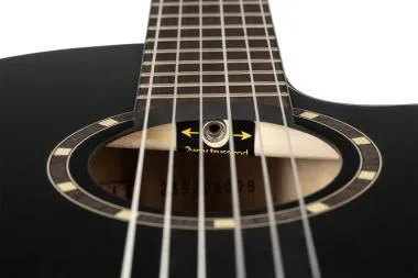 Ortega RCE125SBK-3/4 Family Series 3/4 Nylon 6-húros elektro- klasszikus gitár - Satin Black + Gig Bag