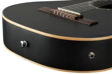 Ortega RCE125SBK-3/4 Family Series 3/4 Nylon 6-húros elektro- klasszikus gitár - Satin Black + Gig Bag