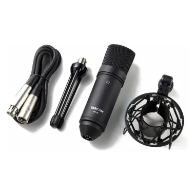 Tascam TM-TM80B Kardioid kondenzátormikrofon - állvány, kábel, shockmount tartozékokkal