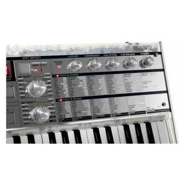 KORG KG-mKORG-CR virtuál-analóg szintetizátor/vokóder, 37 Natural Touch mini billentyű, átlátszó kivitel, tokkal