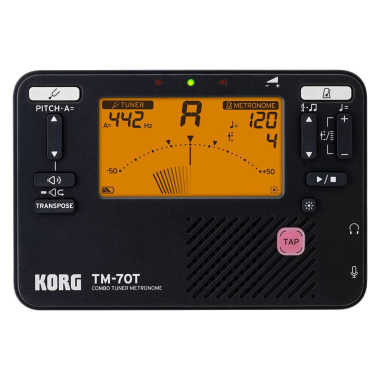 KORG TM70CBK, metronom a ladící zařízení, s klipovým kontaktním mikrofonem, černé