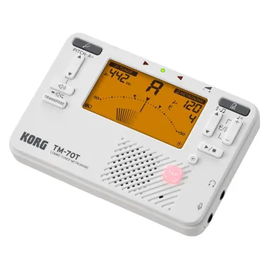 KORG KG-TM70CWH hangoló és metronóm, tartozék csíptetős kontaktmikrofonnal, fehér