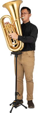 Hercules DS753BB Rézfúvós hangszerállvány, tuba / eufónium / bariton, összecsukható, tokkal