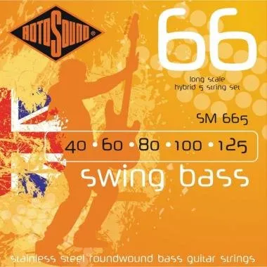 Rotosound SM665 Basszusgitár húrkészlet, rozsdamentes acél, 5 húr, 40 60 80 100 125