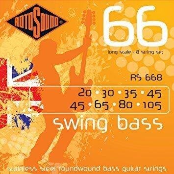 Rotosound Sada strun pro basovou kytaru, nerezová ocel, 8 strun, 20 30 35 45 65 80 105