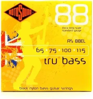 Rotosound RS88EL Basszusgitár húrkészlet, fekete nylon, köszörült, extra hosszú, 65-115