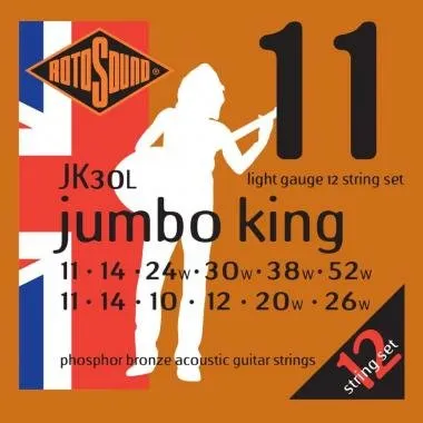 Rotosound JK30L Akusztikus gitár húrkészlet, foszfor-bronz, 12 húros, 11 14 10 12 20 26, 11 14 24 30