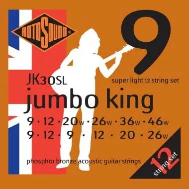 Rotosound JK30SL Akusztikus gitár húrkészlet, foszfor-bronz, 12 húros, 9 12 9 12 20 26, 9 12 20 26 3