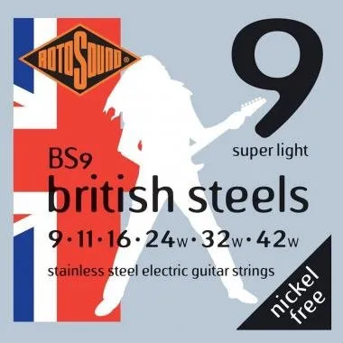 Rotosound BS9 Rozsdamentes acél, elektromos gitár húrkészlet, 9 11 16 24 32 42