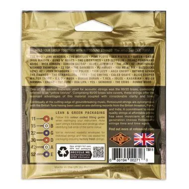 Rotosound TB11 Akusztikus gitár húrkészlet, 80/20 bronz, 11 15 22 30 42 52