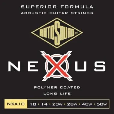 Rotosound NXA10 Akusztikus gitár húrkészlet, foszfor-bronz, polimer bevonat, 10 14 20 28 40 50