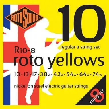 Rotosound R10-8 Nikkel 8 húros elektromos gitár húrkészlet, 10 13 17 30 42 54 64 74