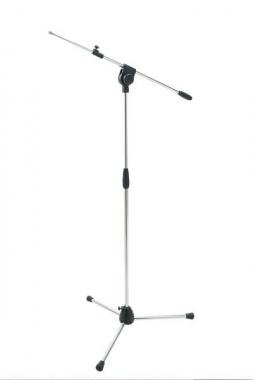 PROEL Mikrofonový stojan třínohý, chrom, výška: 950-1600 mm, rameno: 540-840 mm
