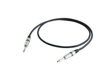 PROEL STAGE180LU5 Hangszerkábel, 5 m, fekete, 2x 6,3 mm S2CPRO mono jack dugó (nikkelezett fémház),